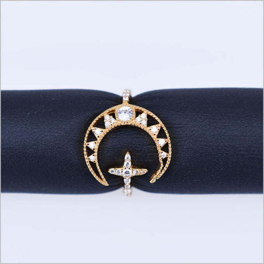 Anello Luna in Argento 925 regolabile con zirconi