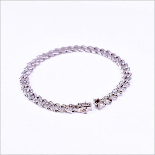 Bracciale a maglia groumette in Argento 925 con zirconi