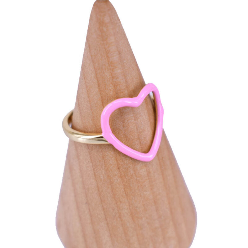 Anello Cuore Vuoto in argento 925 smaltato regolabile