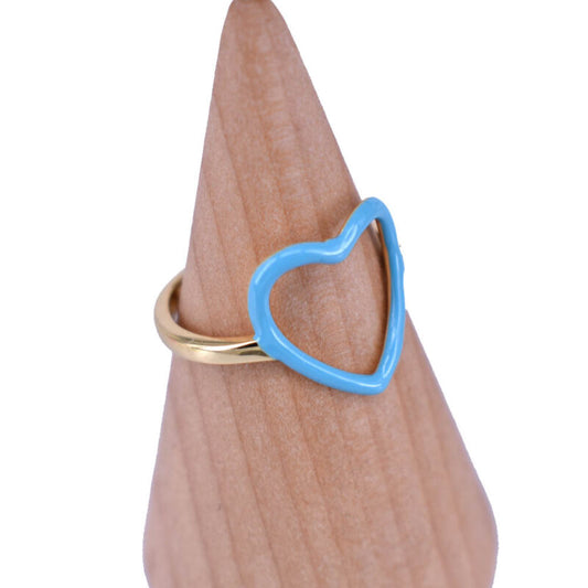 Anello Cuore Vuoto in argento 925 smaltato regolabile