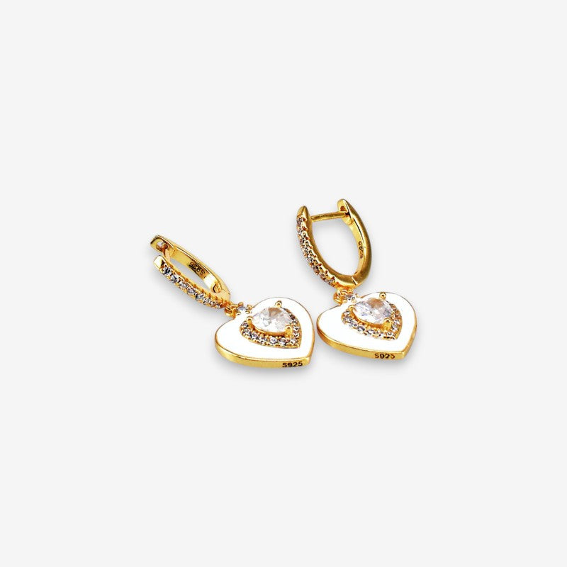Orecchini Donna a Cuore in Argento 925 smaltati con zirconi