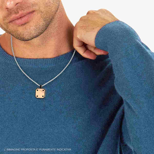 Collana Uomo con Piastra Quadrata in Acciaio Inox