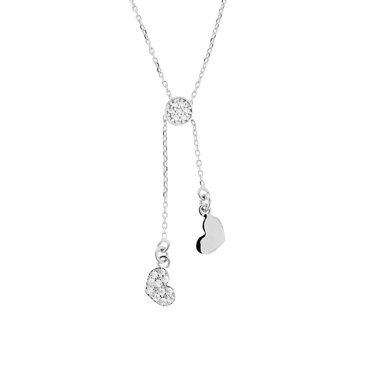 Collana con Cuori e Zirconi in ARGENTO 925 Galvanica Rodio