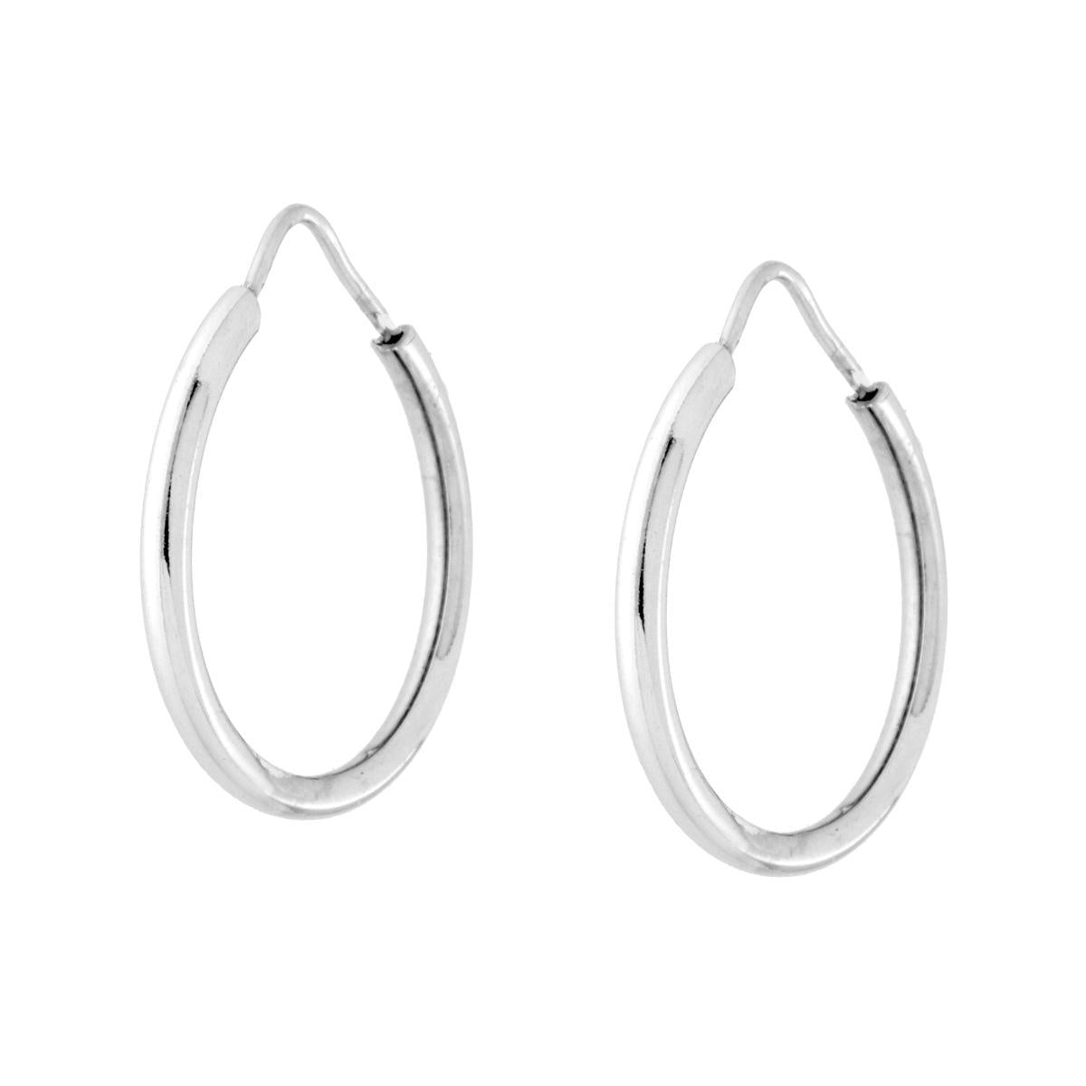 Orecchini a Cerchio mm 20 con canna tubolare mm 1.7 in ARGENTO 925 Galvanica Rodio