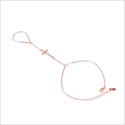 Bracciale baciamano in Argento 925 con croce e zirconi