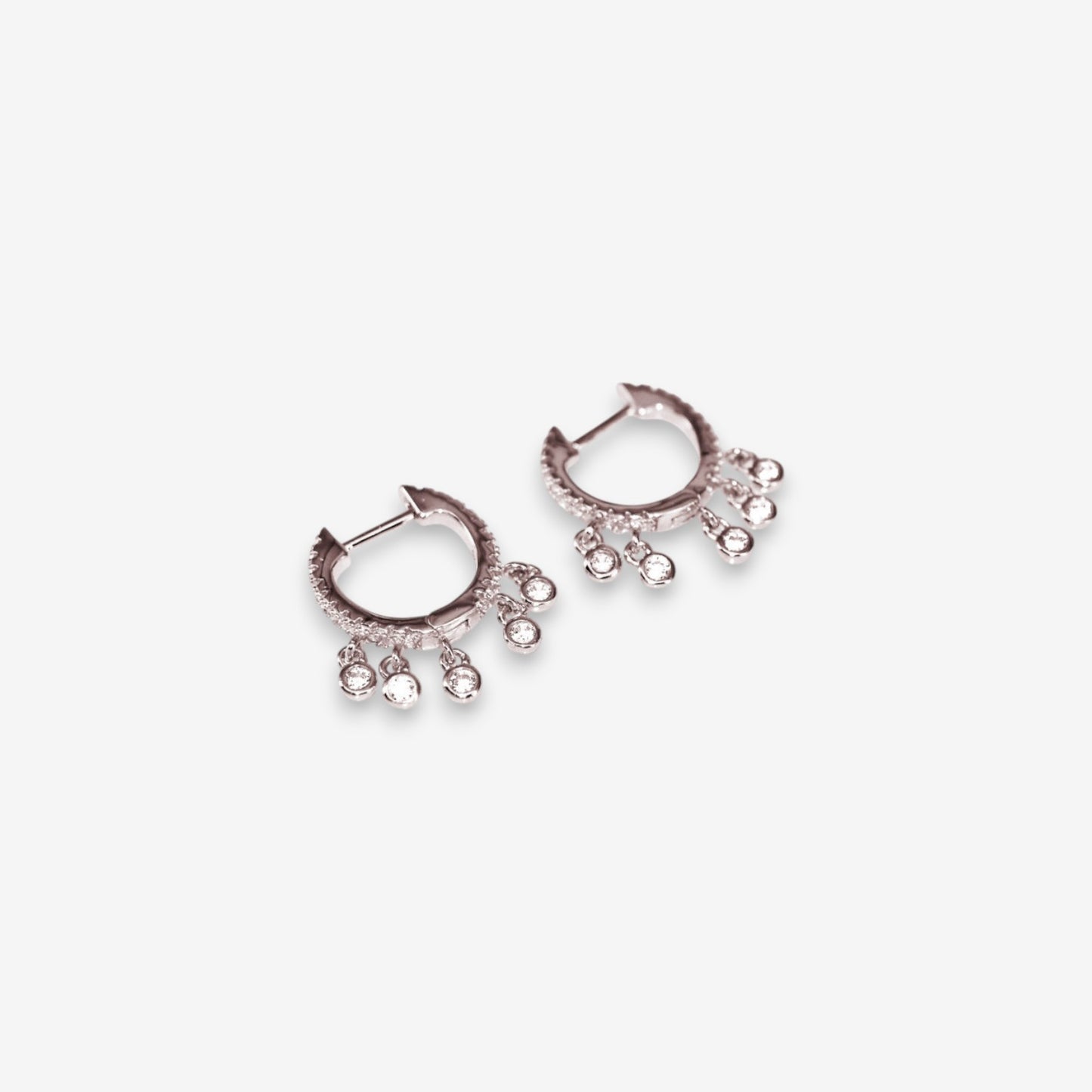 Orecchini Donna a Cerchio in Argento 925 con zirconi pendenti