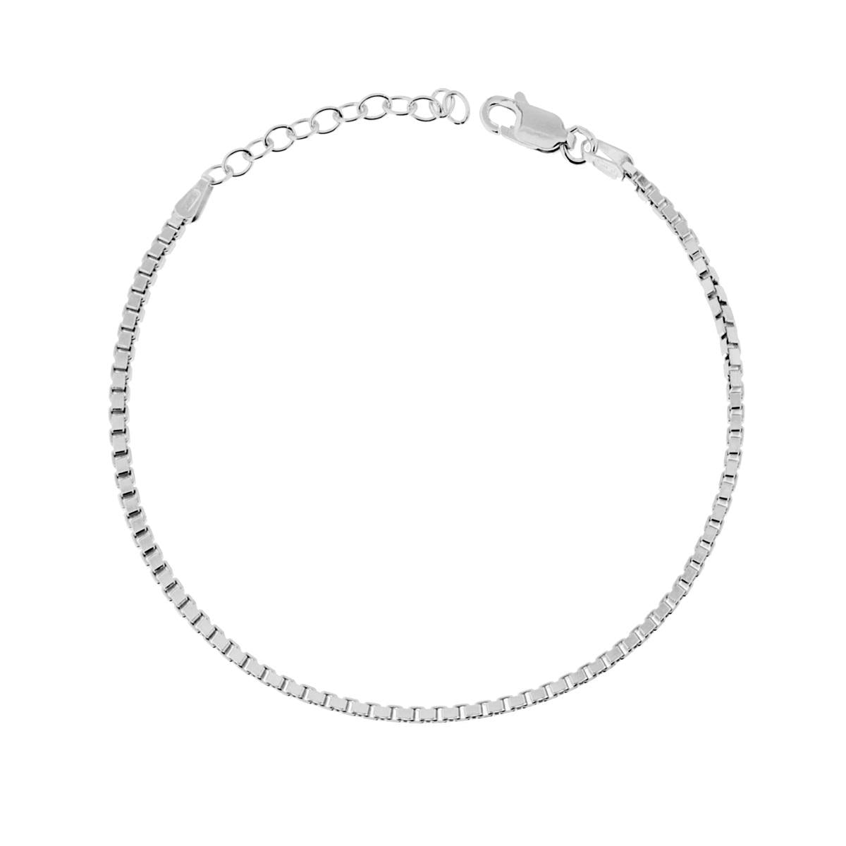 Bracciale Catena Veneziana diamantata mm 1.7 in ARGENTO 925 Galvanica Rodio