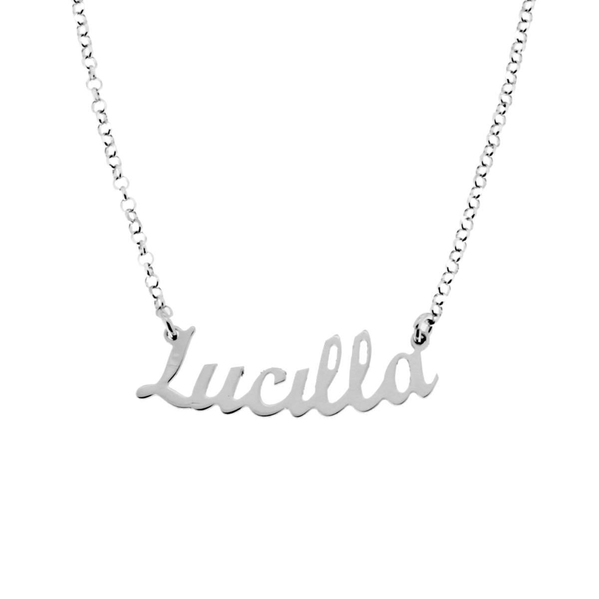 Collana nome Lucilla in ARGENTO 925 Galvanica Rodio