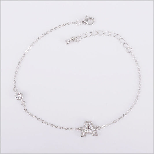 Bracciale in Argento 925 con iniziale zirconata