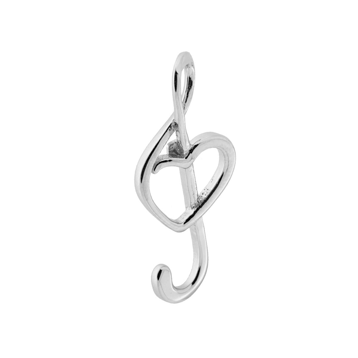 Ciondolo a forma di Chiave di Violino e di Cuore con lavorazione liscia e lucida.