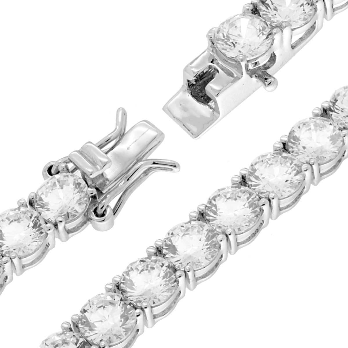 Bracciale Tennis Griffe cm 16 con Zirconi mm 5 Bianchi in ARGENTO 925 Galvanica Rodio