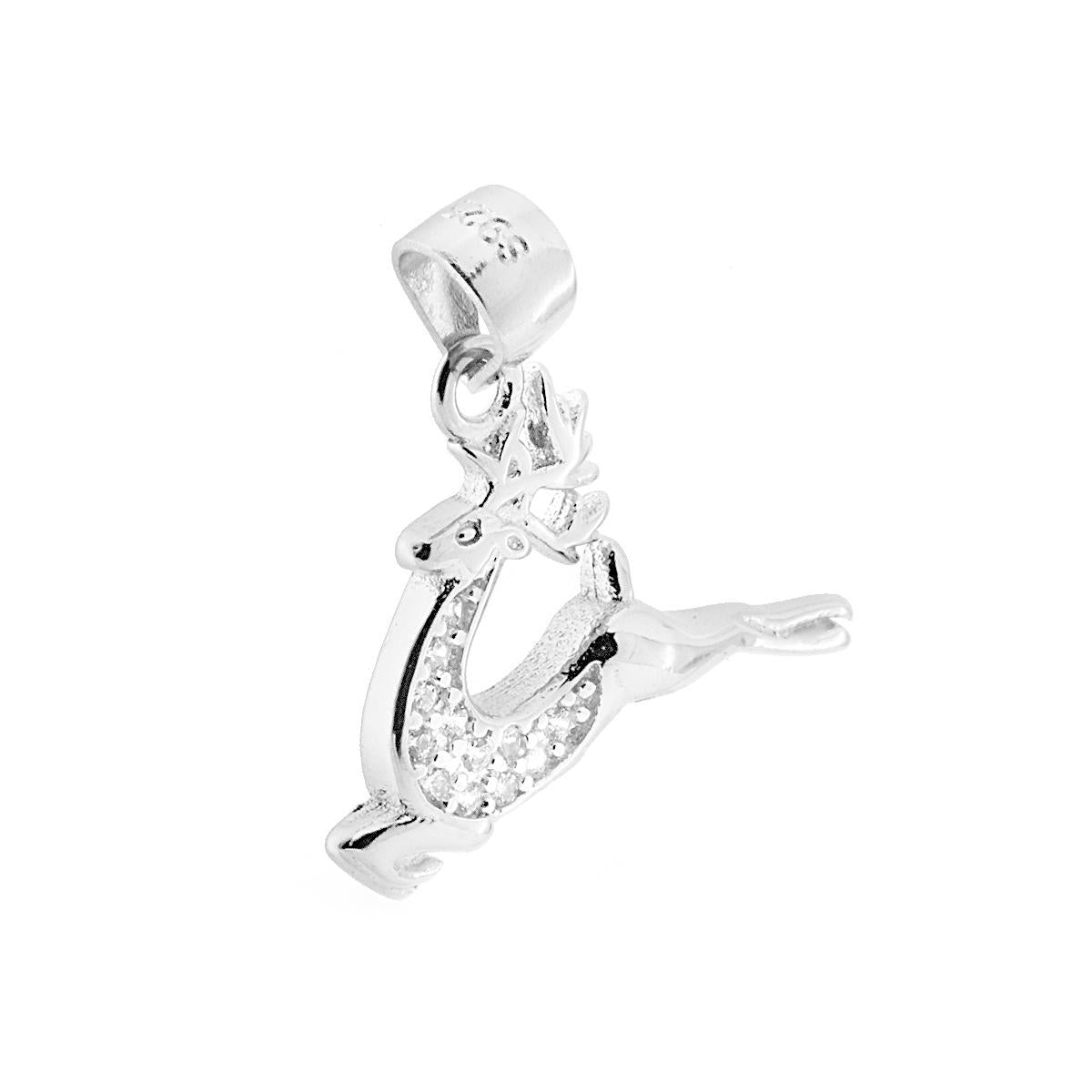 Ciondolo a forma di renna con Zirconi colore Bianco incastonati.