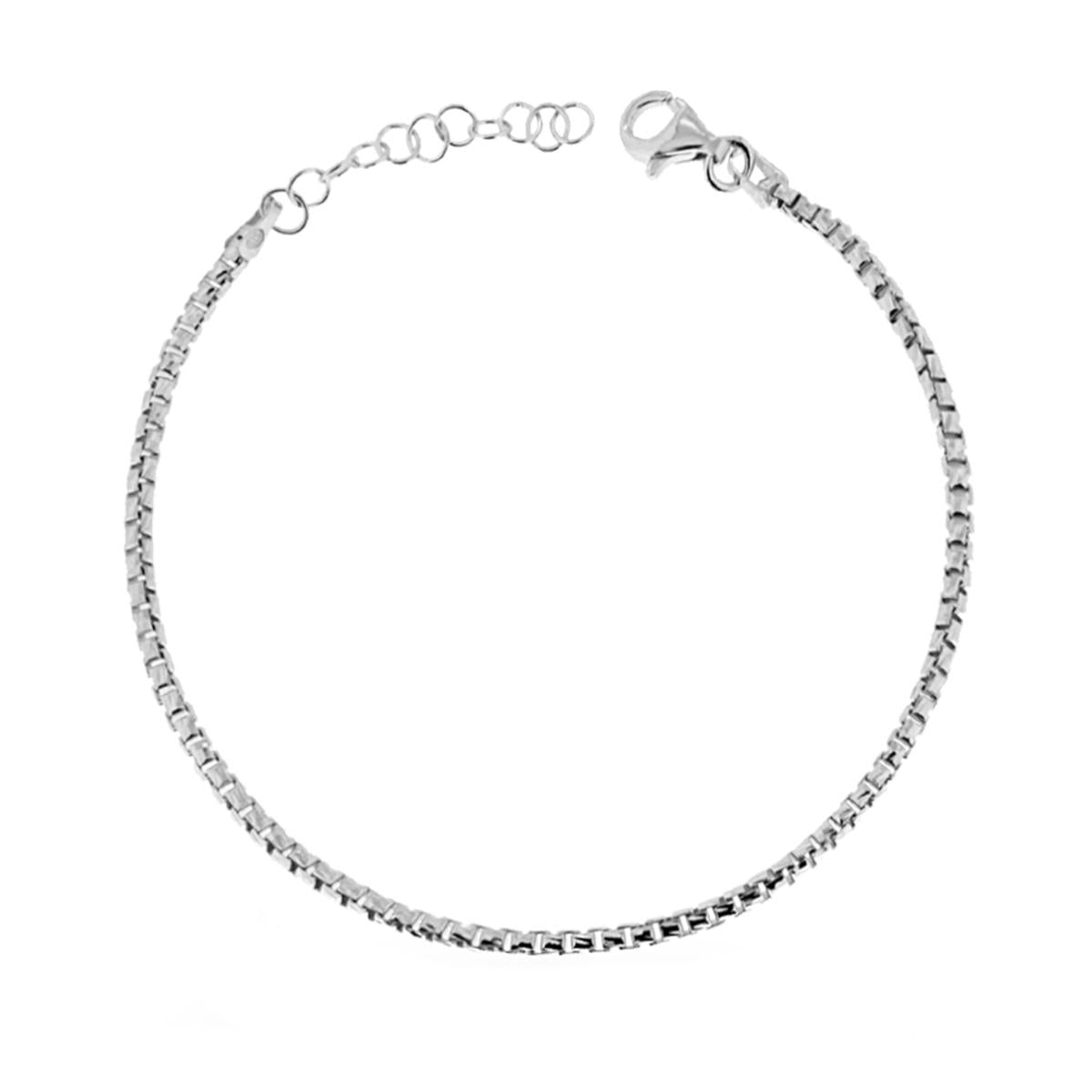 Bracciale Catena Veneziana Tonda Rigata mm 1.8 in ARGENTO 925 Galvanica Rodio