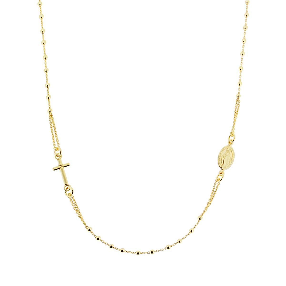 Collana Rosario modello Girocollo cm 48 con Grani a pallina liscia mm 2 in ARGENTO 925 Galvanica Oro