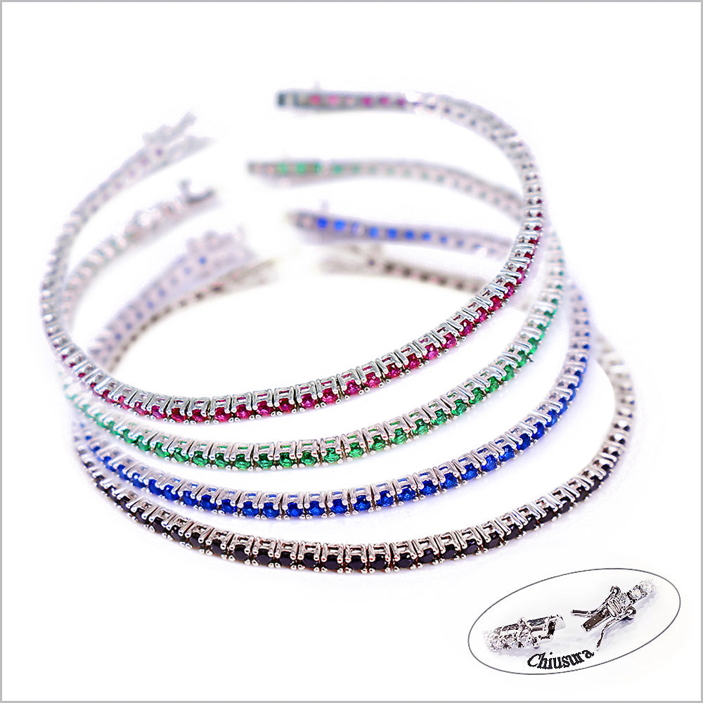 Bracciale Tennis in Argento 925 rodiato con zirconi da 2 mm