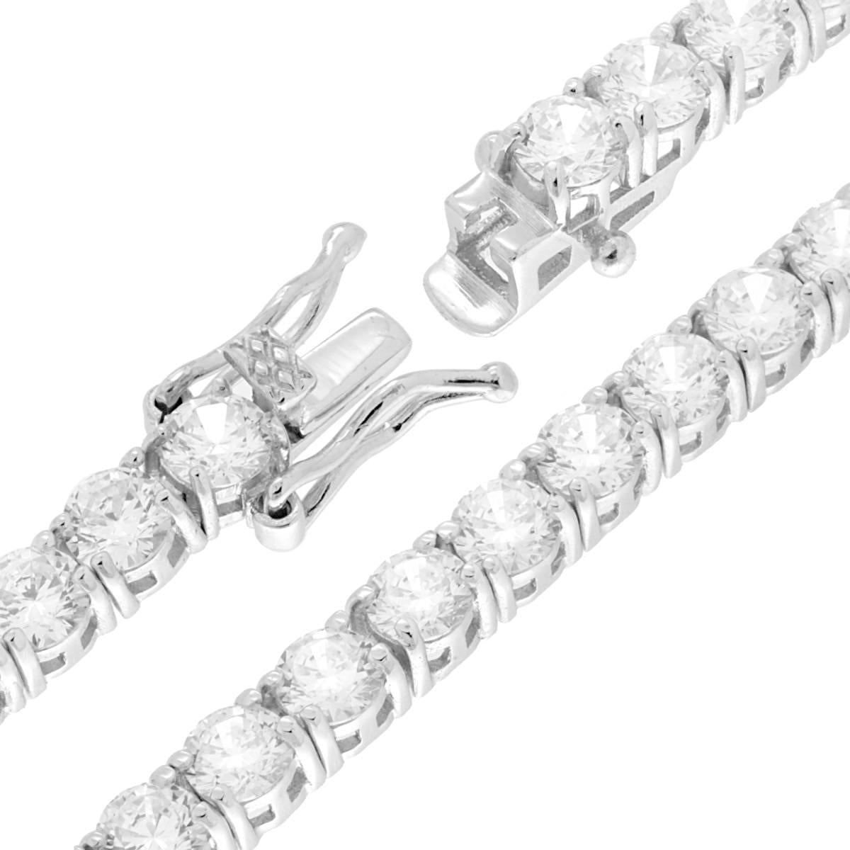 Bracciale Tennis Griffe cm 18 con Zirconi mm 4 Bianchi in ARGENTO 925 Galvanica Rodio