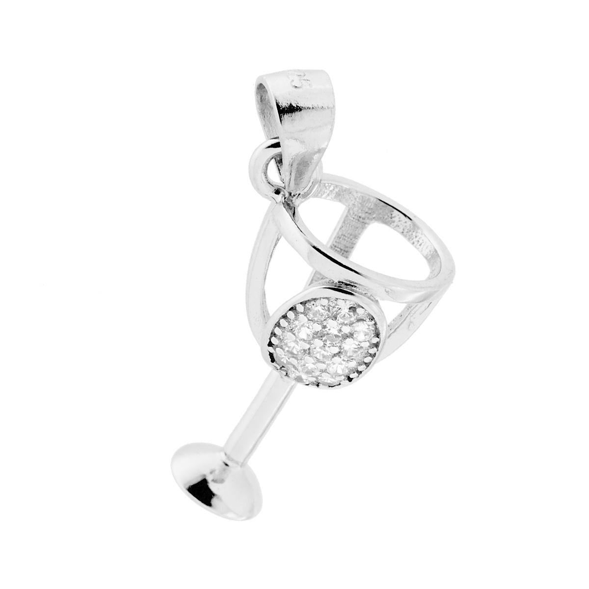 Ciondolo a forma di Calice 3D con Zirconi Bianchi incastonati.