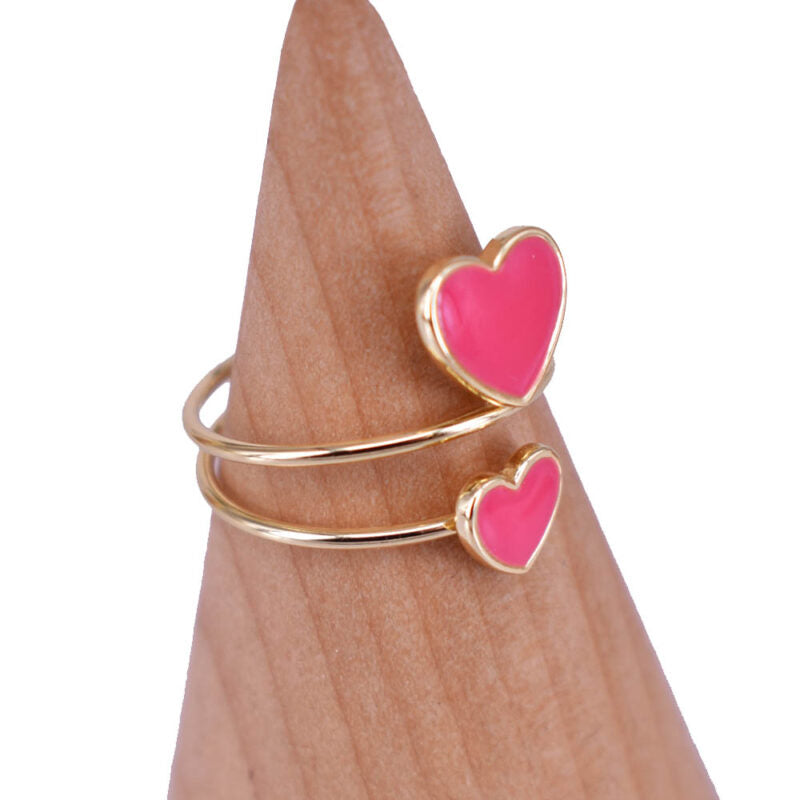 Anello Cuore Doppio in argento 925 smaltato
