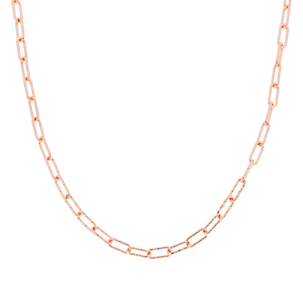 Collana Catena modello Graffetta Diamantata con Maglia Rettangolare cm 36+4 in ARGENTO 925 Galvanica Rosa