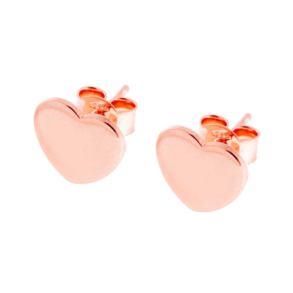 Orecchini Cuore Plain mm 9,4 in ARGENTO 925 Galvanica Rosa