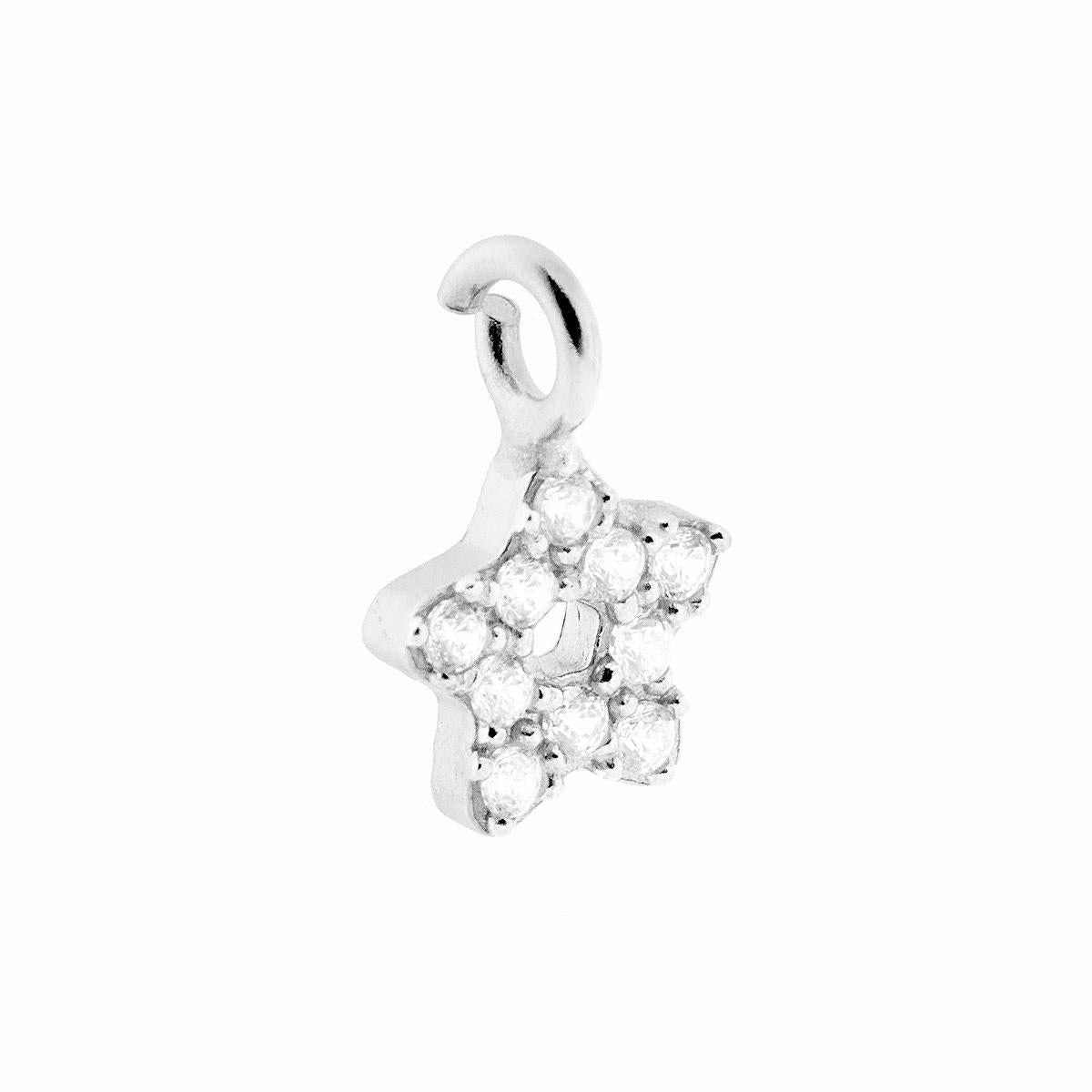 Ciondolo a forma di Stella con zirconi bianchi incastonati.<BR>Made in Italy<BR>
