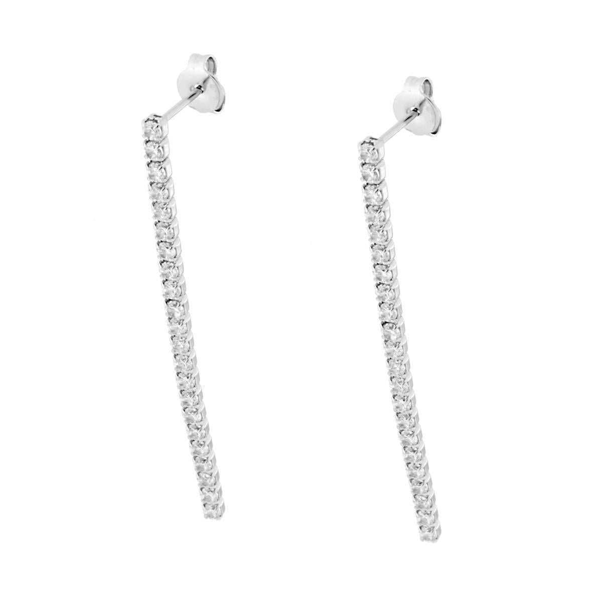 Orecchini Tennis con Zirconi Bianchi in ARGENTO 925 Galvanica Rodio