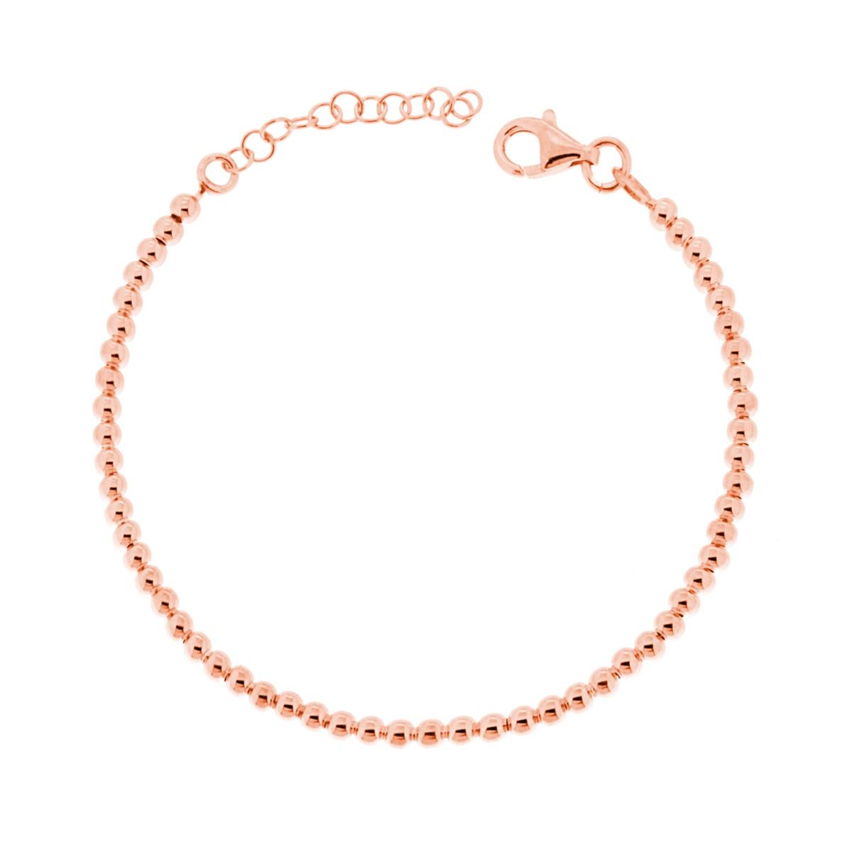 Bracciale Catena con Palline Lisce mm 3 in ARGENTO 925 Galvanica Rosa