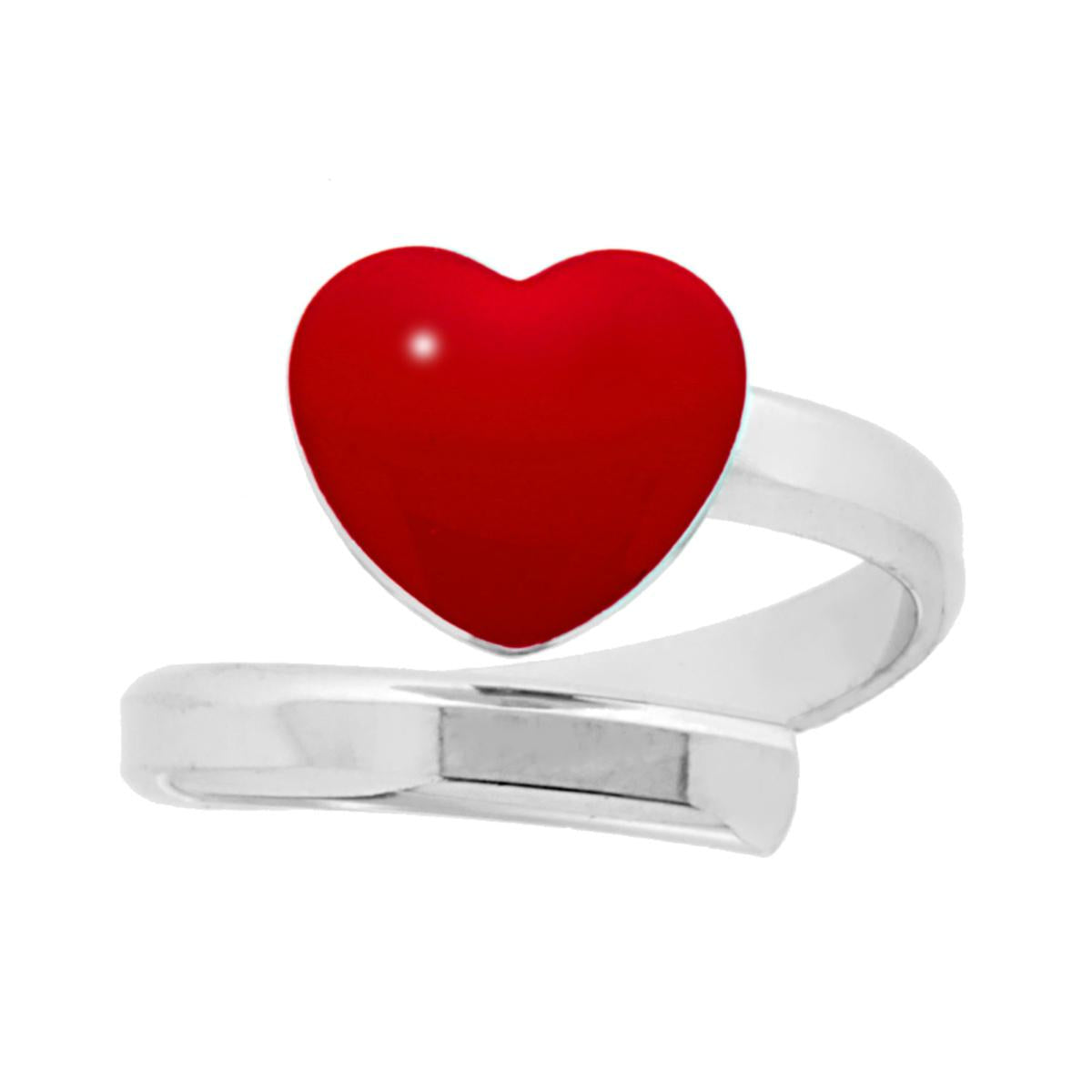 Anello Amore con Cuore Smalto Rosso in ARGENTO 925 Galvanica Rodio