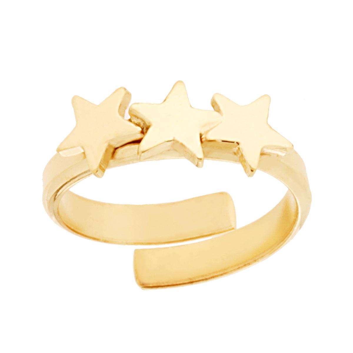 Anello Trilogy di Stelle plain in ARGENTO 925 Galvanica Oro