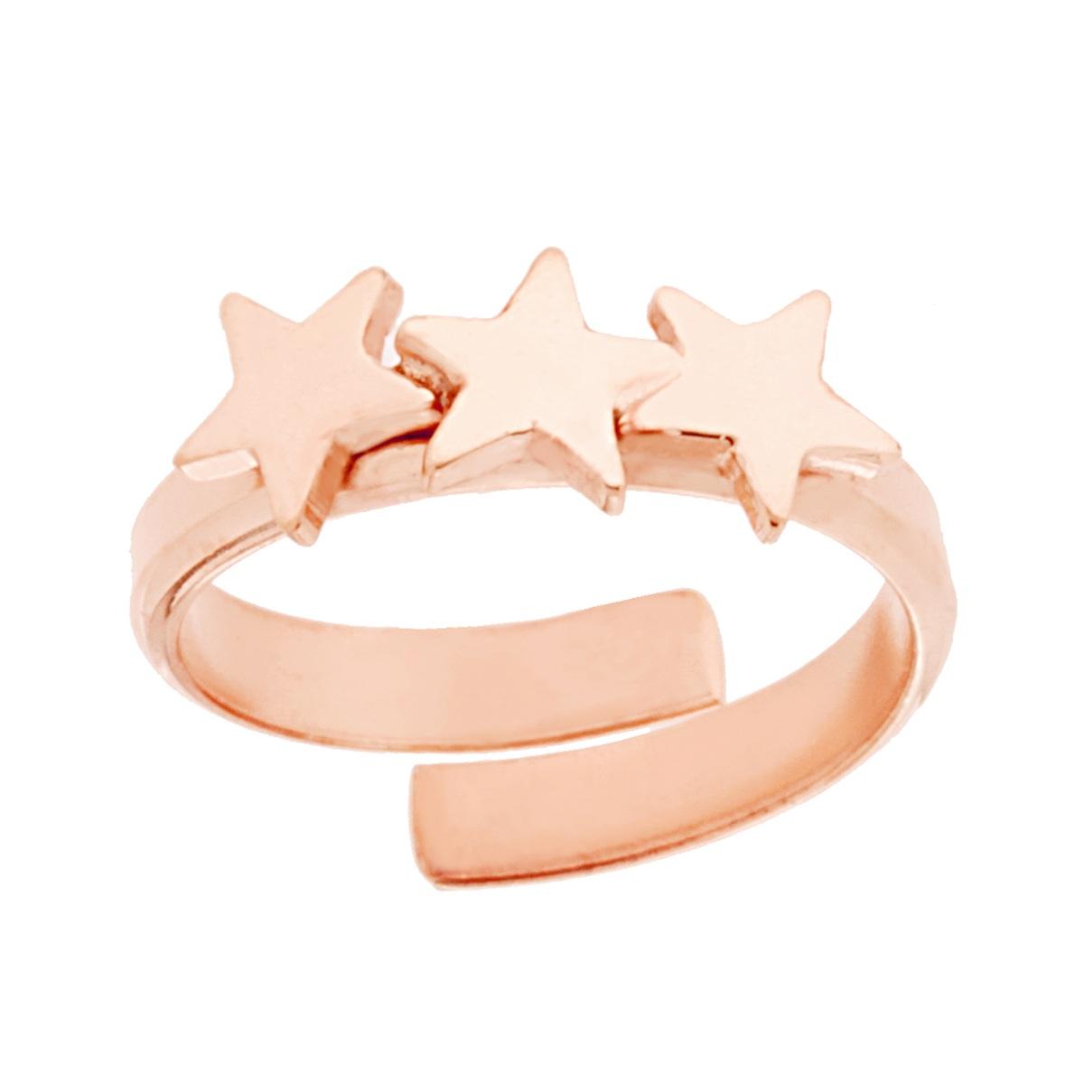 Anello Trilogy di Stelle plain in ARGENTO 925 Galvanica Rosa
