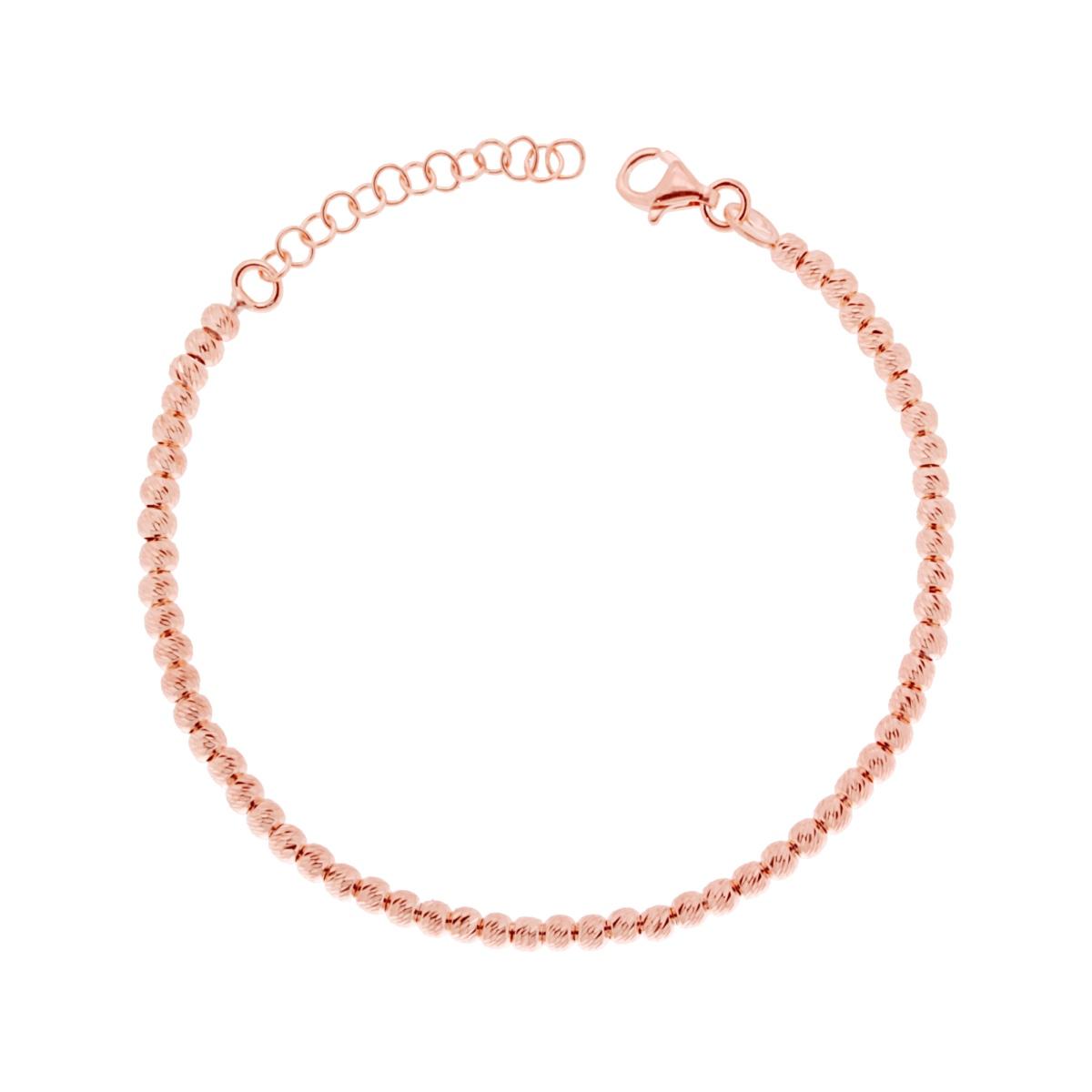 Bracciale Catena Pallina Diamantata mm 3 in ARGENTO 925 Galvanica Rosa