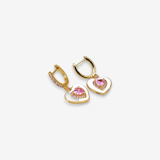 Orecchini Donna a Cuore in Argento 925 smaltati con zirconi