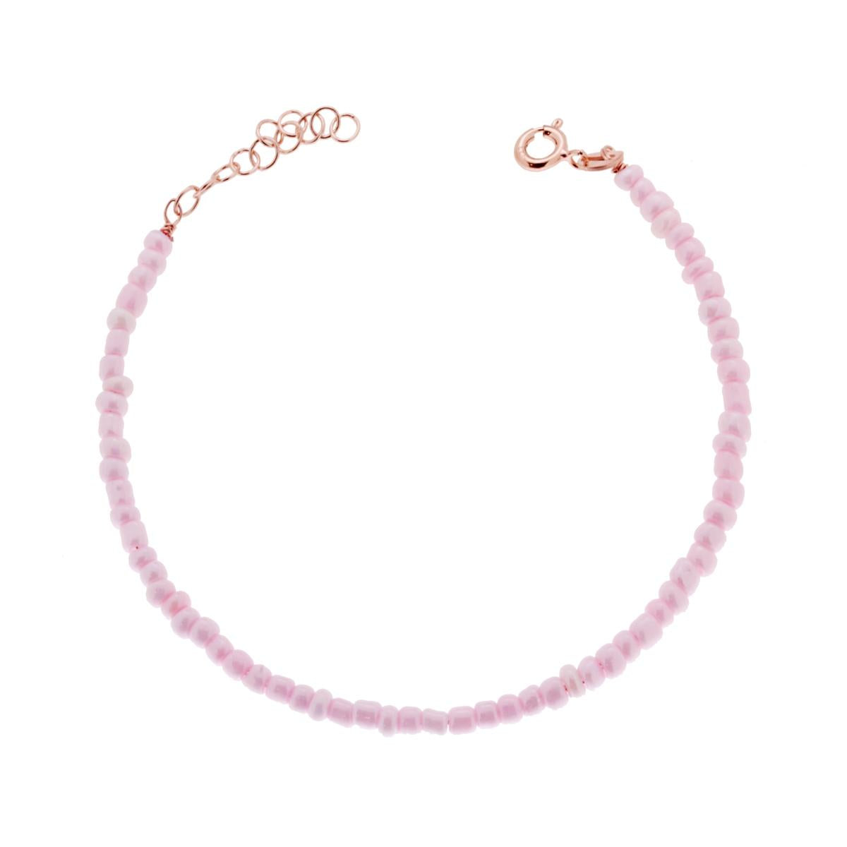 Bracciale con Perline Rosa in ARGENTO 925 Galvanica Rosa
