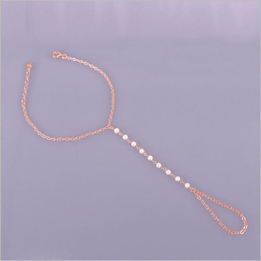 Bracciale baciamano in Argento 925 con catena rosario e perle di Maiorca