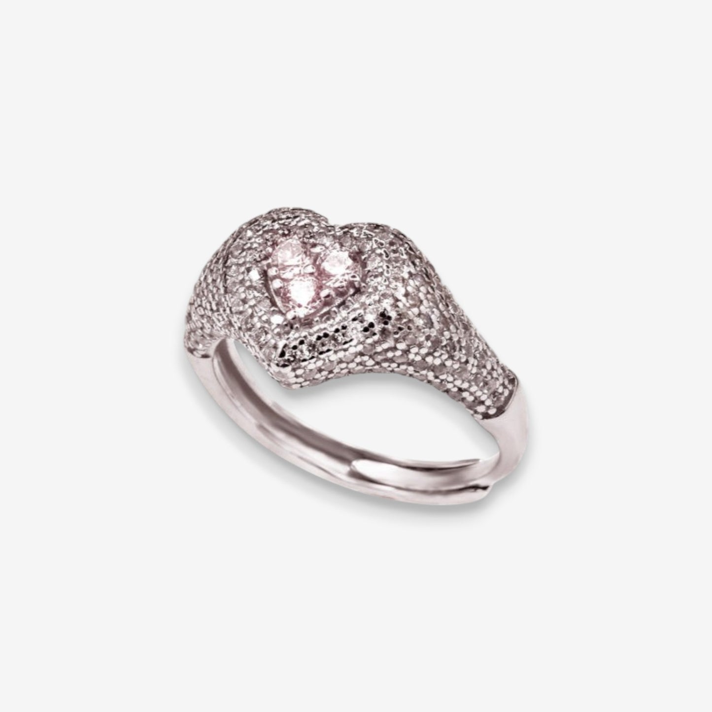 Anello Donna Cuore in Argento 925 Regolabile con zirconi