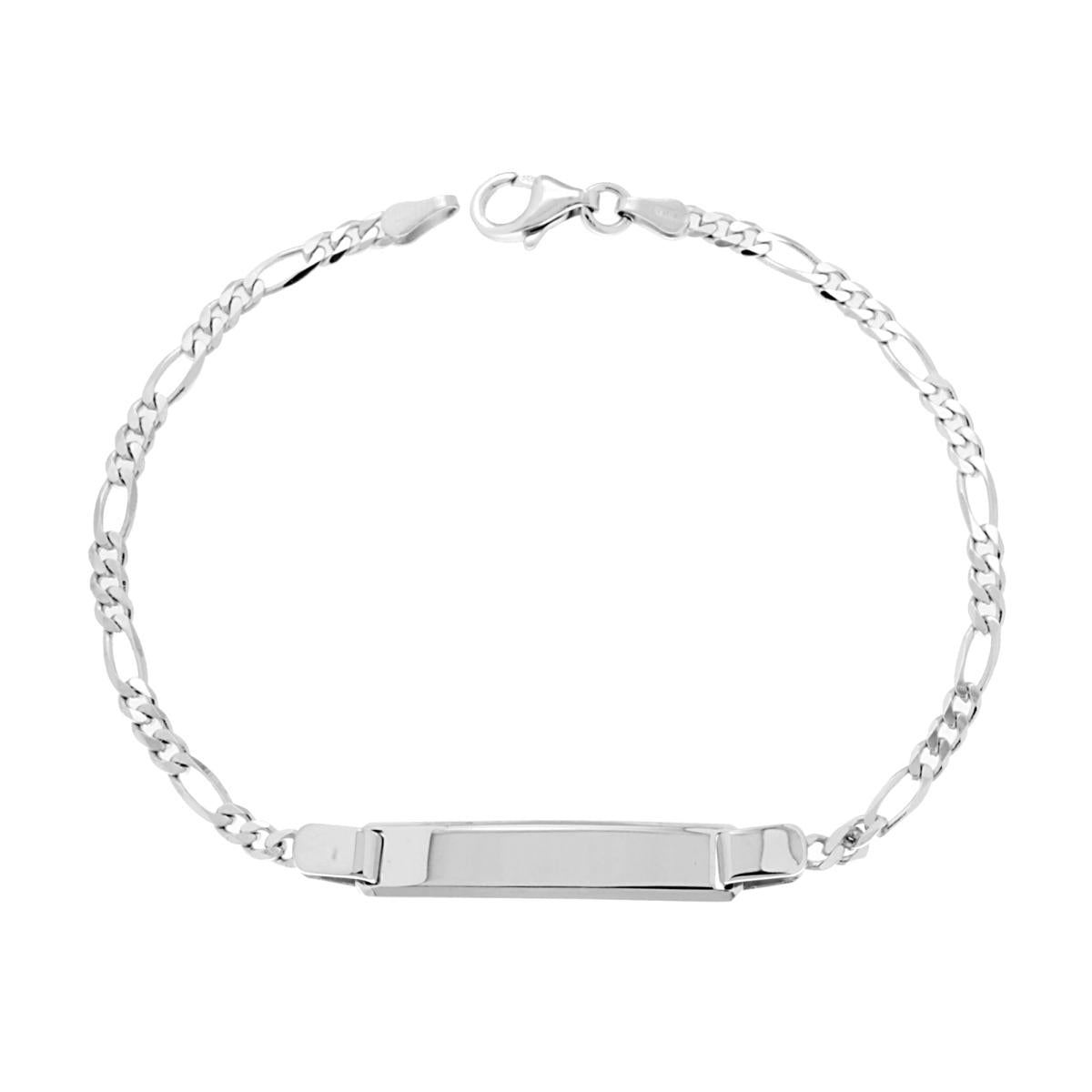 Bracciale Targa con Catena Figaro Alternata mm 3 in ARGENTO 925 Galvanica Rodio
