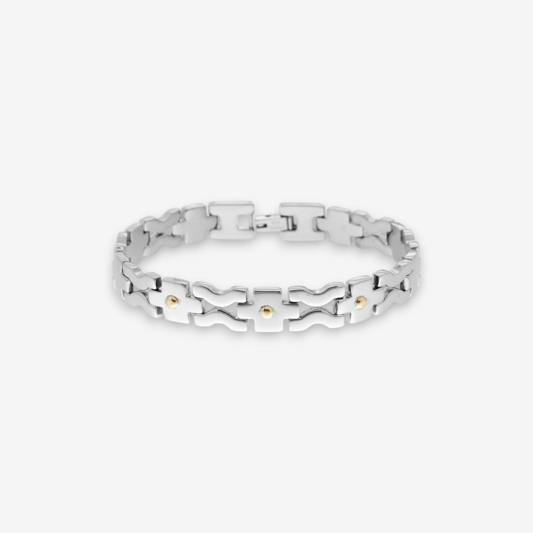 Bracciale Uomo In Acciaio Inox con Punti Oro