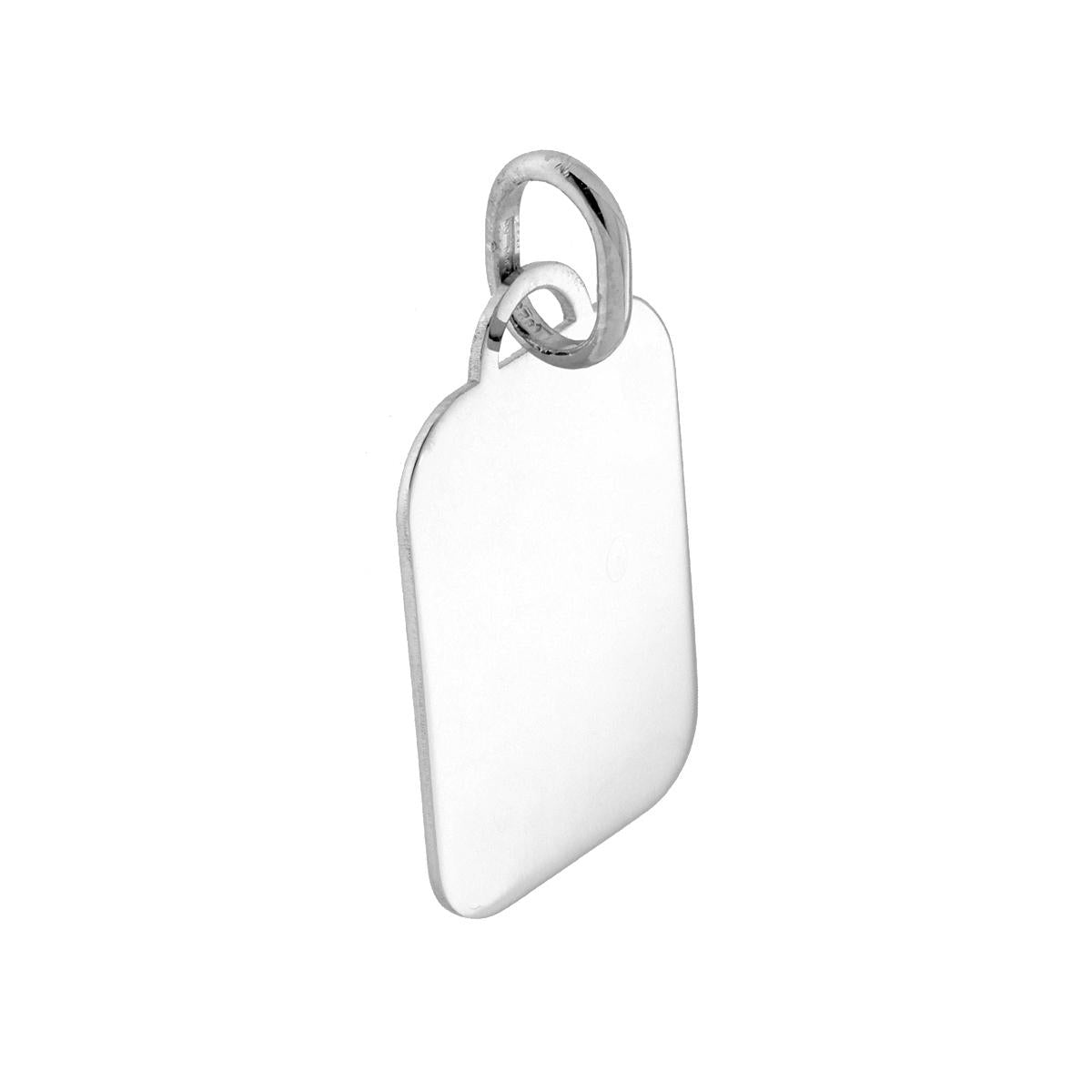 Ciondolo Piastrina Medaglietta rettangolare con finitura piatta, liscia e lucida.<BR>Made in Italy
