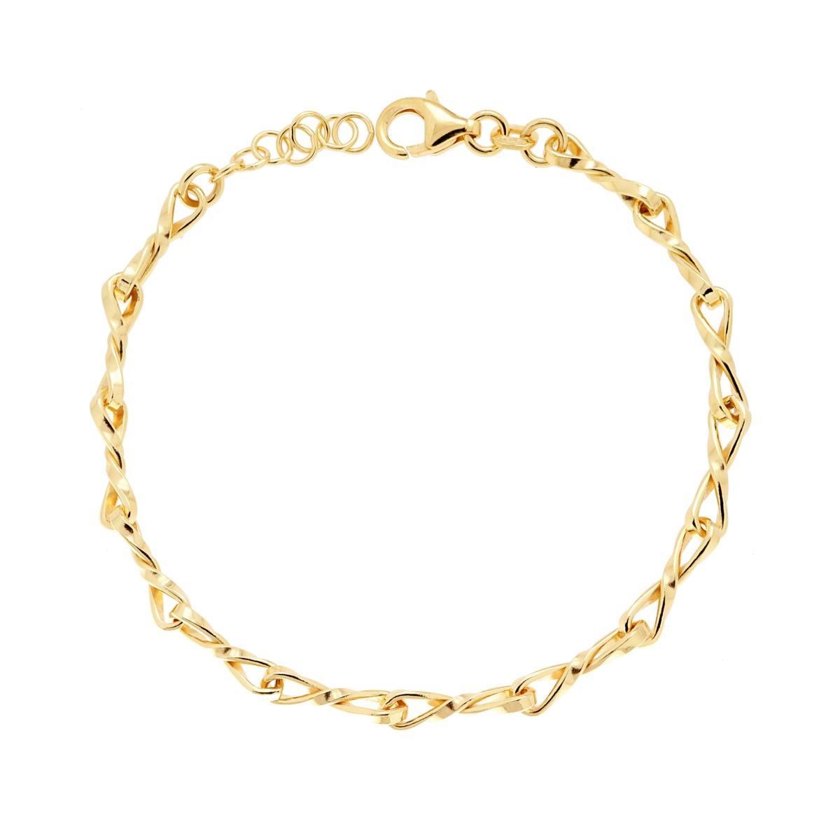 Bracciale Catena Nastri Ritorti in ARGENTO 925 Galvanica Oro