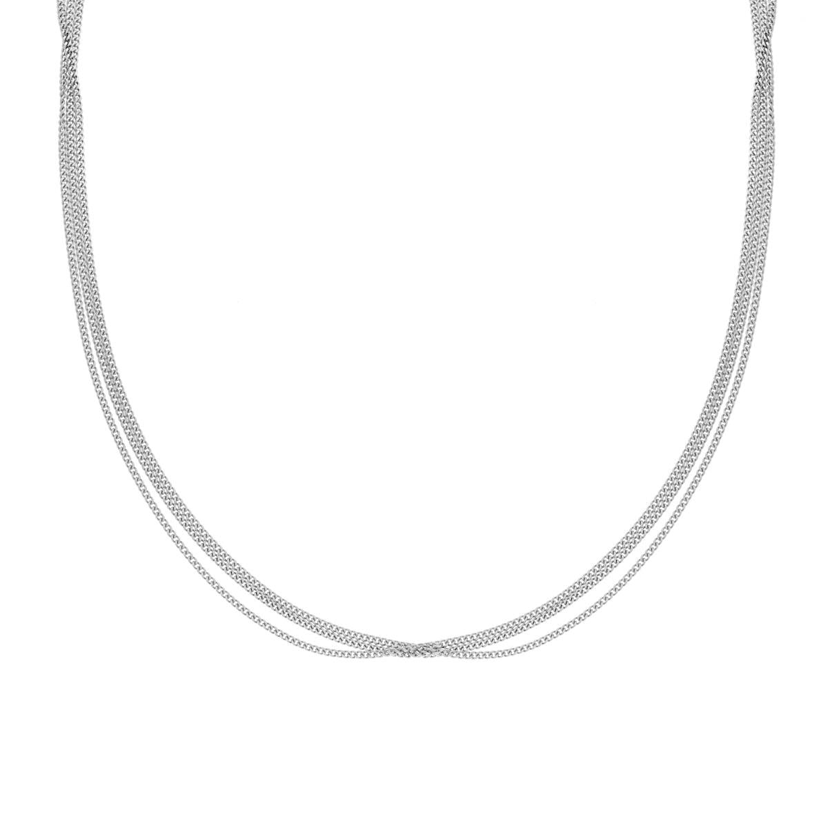 Collana tre fili Grumetta Diamantata in ARGENTO 925 Galvanica Rodio