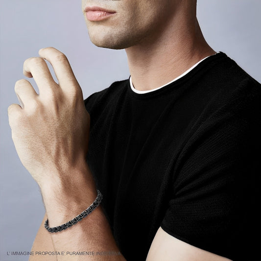 Bracciale Uomo Catena Imperniata Ceramica In Acciaio Inossidabile