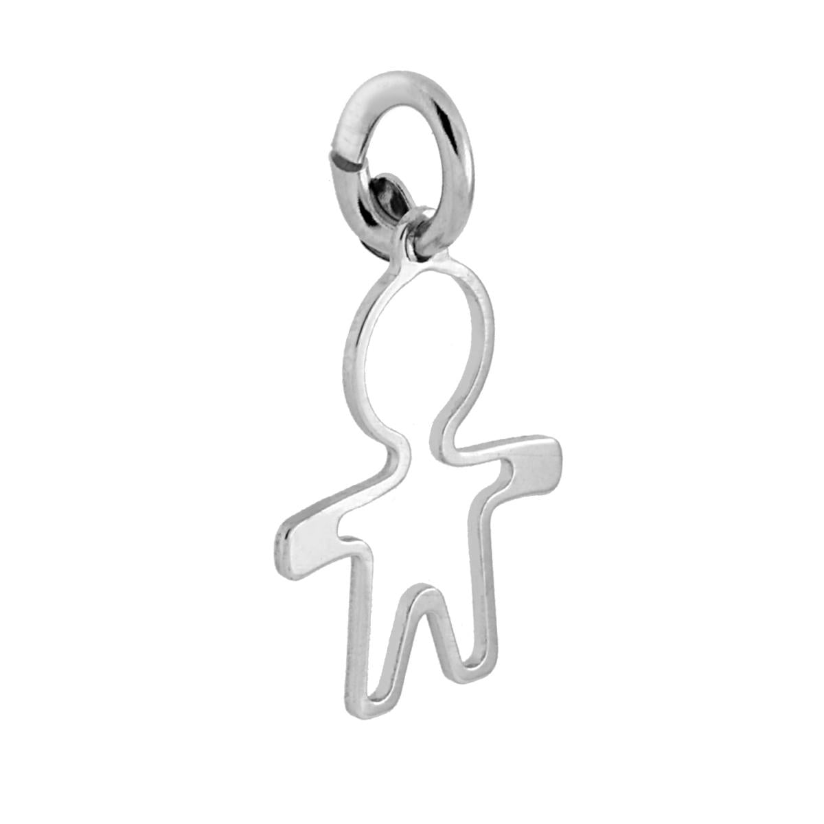 Ciondolo a forma di bimbo con lavorazione liscia e lucida.<BR>Made in Italy