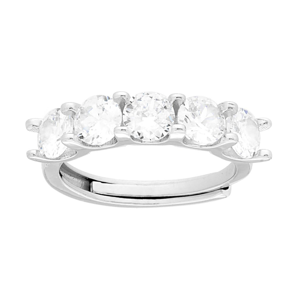 Anello Veretta con Cubic Zirconia Bianchi mm 5 in ARGENTO 925 Galvanica Rodio