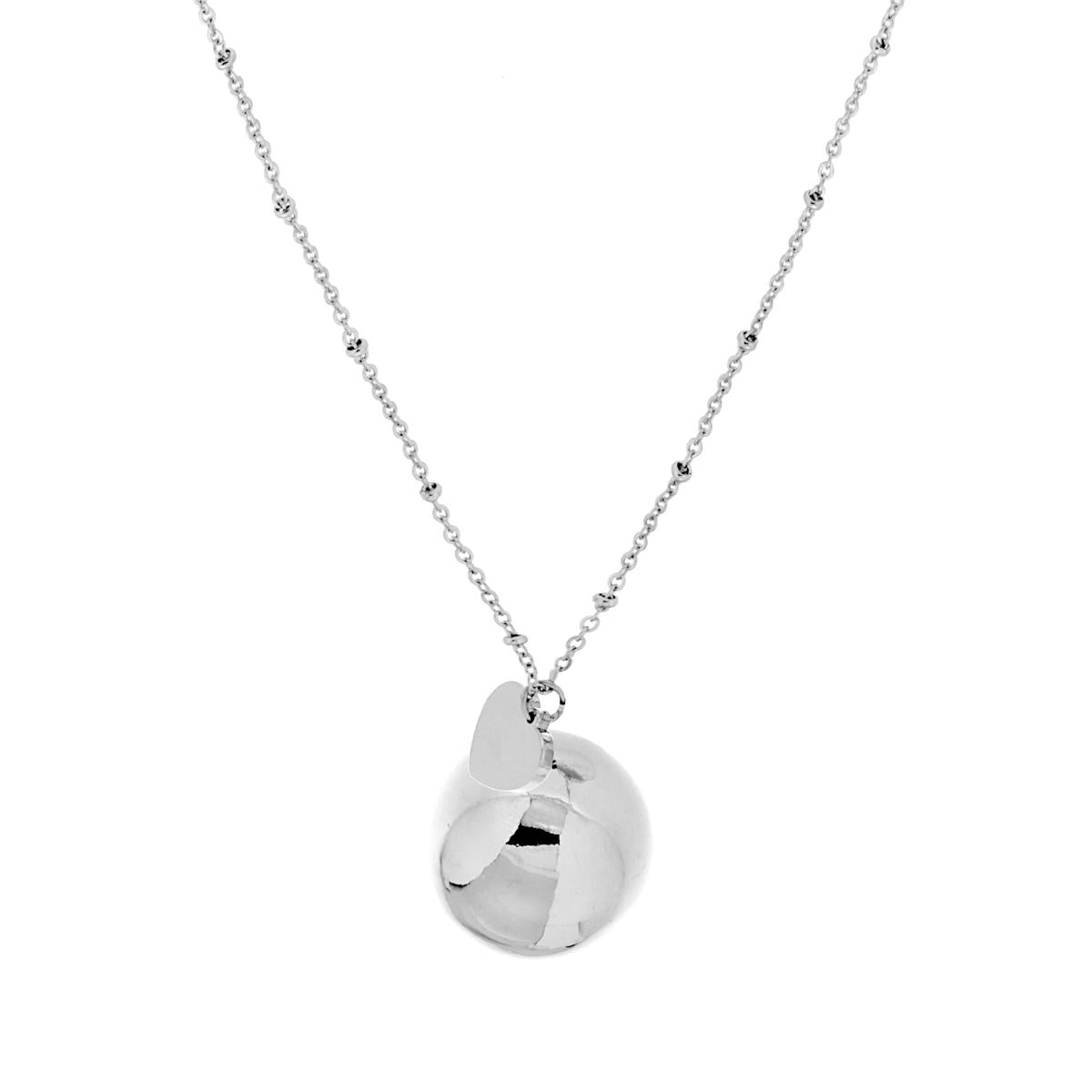 Collana Catena Forzatina Diamantata con Chiama Angeli mm 25 e Cuore in ACCIAIO