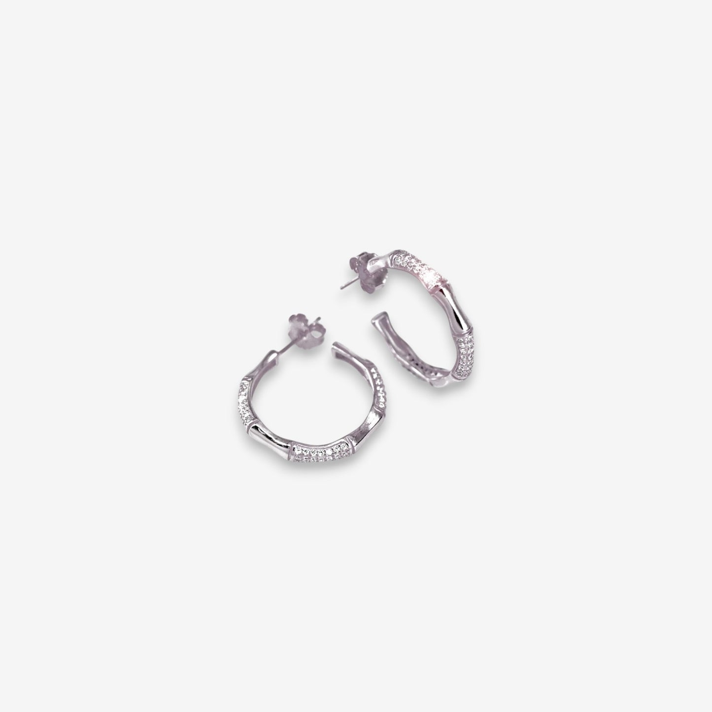 Orecchini Donna Bambù in Argento 925 con zirconi