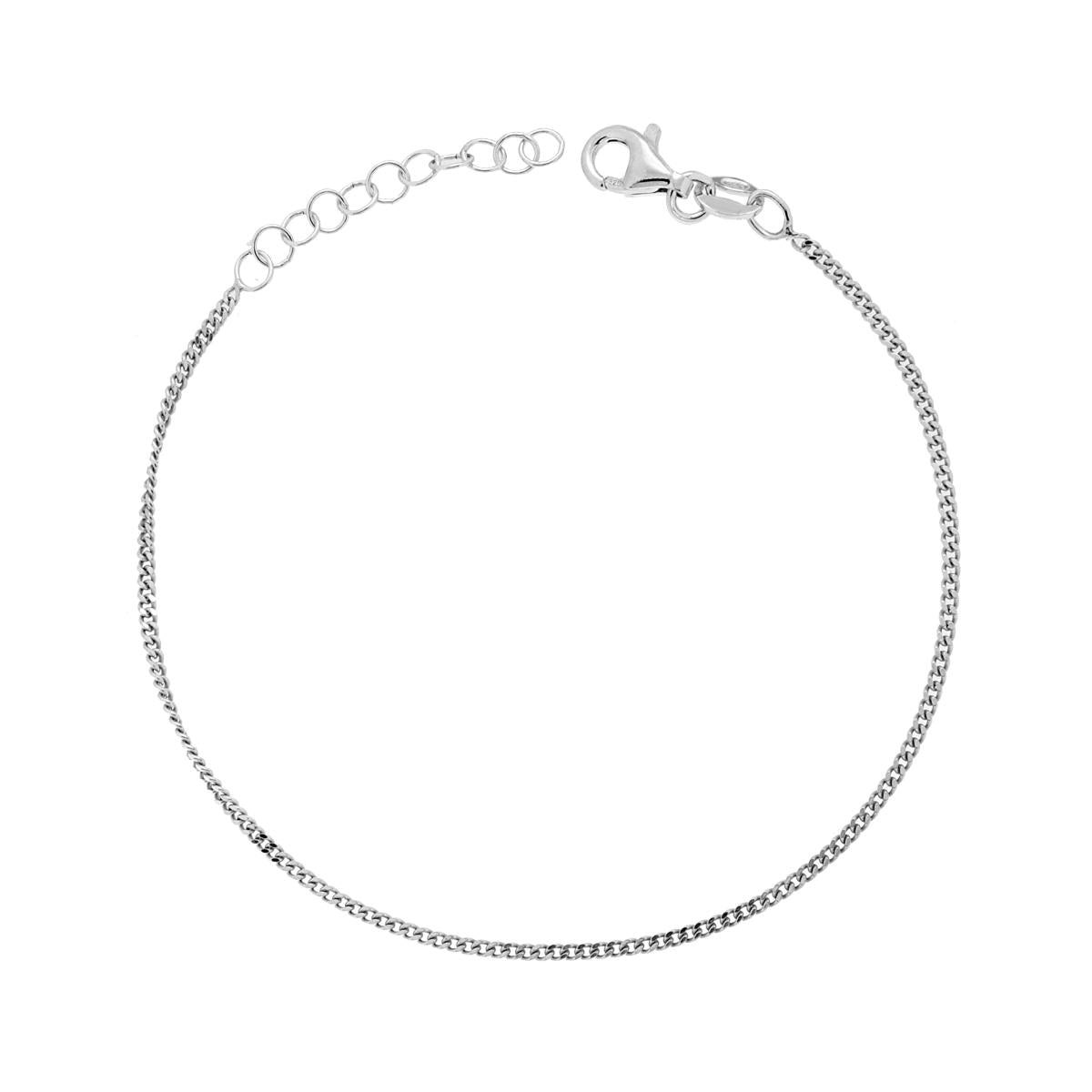 Bracciale Catena Grumetta Diamantata 040 sezione mm 1.35 in ARGENTO 925 Galvanica Rodio