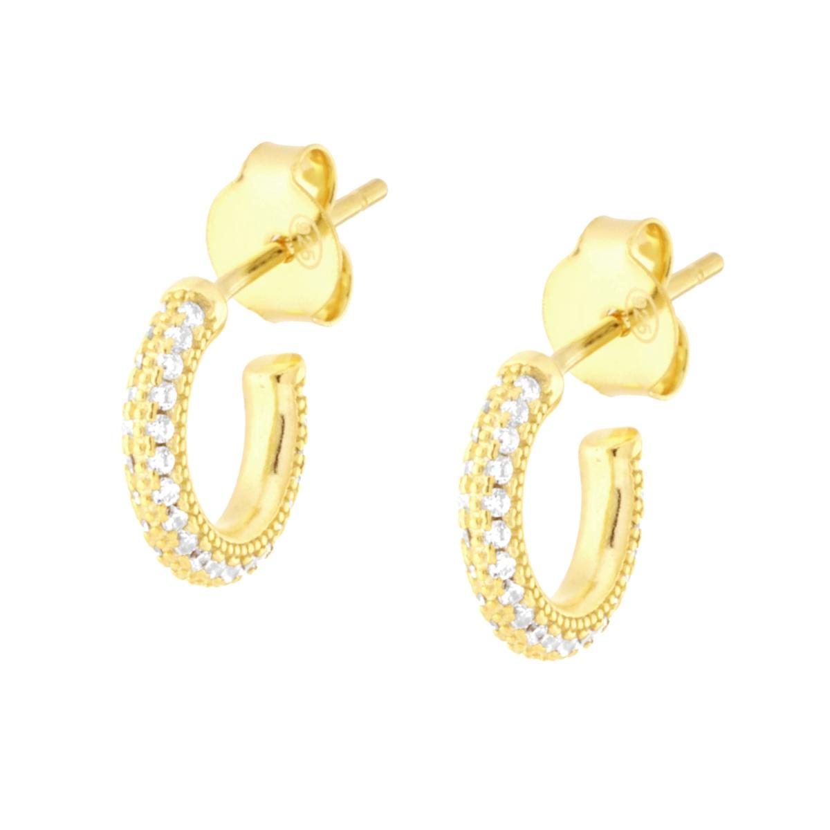 Orecchini Cerchio con Cubic Zirconia Bianchi in ARGENTO 925 Galvanica Oro