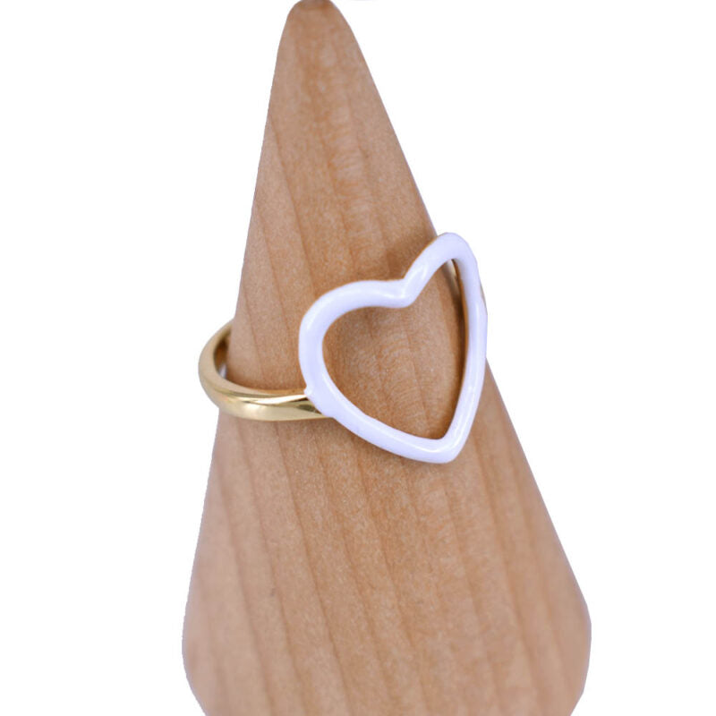 Anello Cuore Vuoto in argento 925 smaltato regolabile