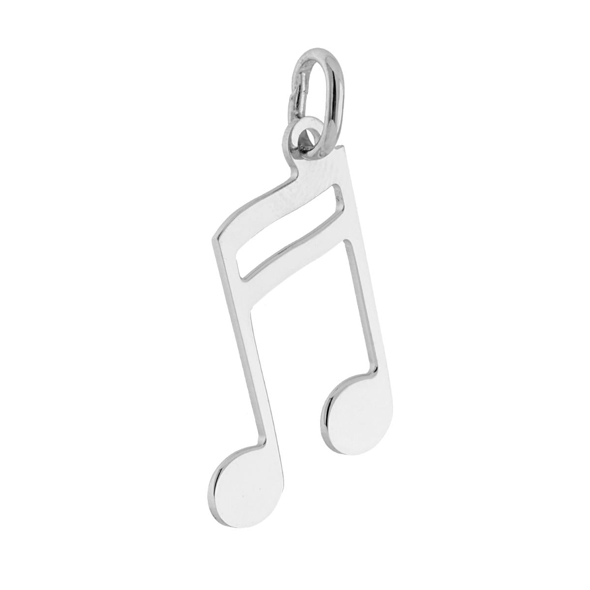 Ciondolo plain a forma di nota musicale con finitura liscia e lucida.<BR>Made in Italy