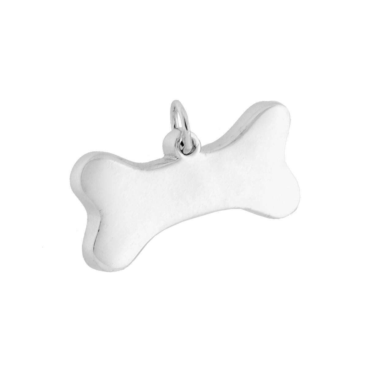 Ciondolo Piastrina a forma di targhetta osso per cane con finitura liscia e lucida.